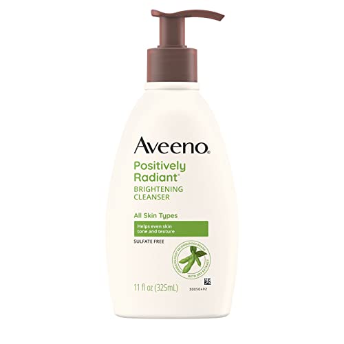 O limpador facial de iluminação radiante de Aveeno para a pele sensível, alvo de pele opaca, extrato de soja rico em