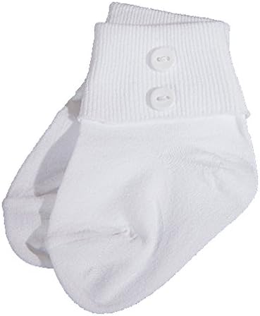 Dia de batismo, meninos, meias de tornozinha de algodão branco com botões