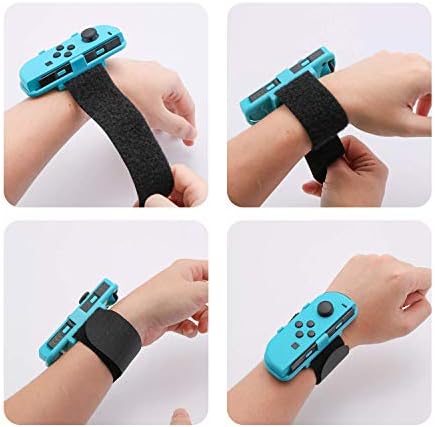 Emoly 2 Pack Premium Wrist Bands para Nintendo Switch Game, adequado para o pulso infantil ou pulso fino - 3,15-7,5 polegadas circunferência do pulso - azul e vermelho