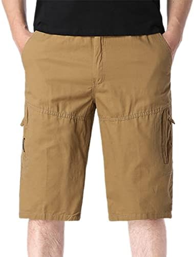 Miashui Men calças de tamanho grande homem casual sólido verão de verão médio cintura elástica shorts de carga solta com bolsos