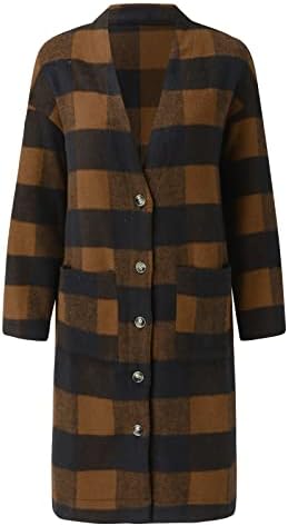 Jackets de outono feminino Plaid Shacket Blend Casual Button Down Camute Casa de camisa de inverno