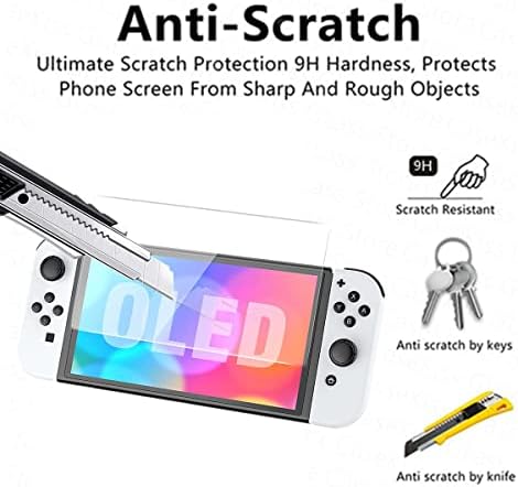 Aiselan para Nintendo Switch - OLED 2021 Clear Screen ProteCotr Vidro temperado, [2 pcs] Ultra Thin Anti -Scratch Fácil