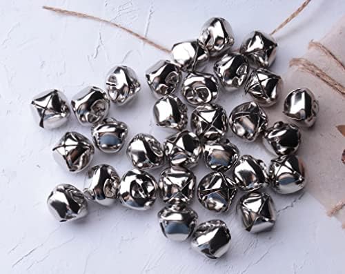 Ruwado 30 PCs Jingle Bells Metal 1 polegada Pequenas sinos de prata fofos para jóias de decoração de Natal Fazendo festas