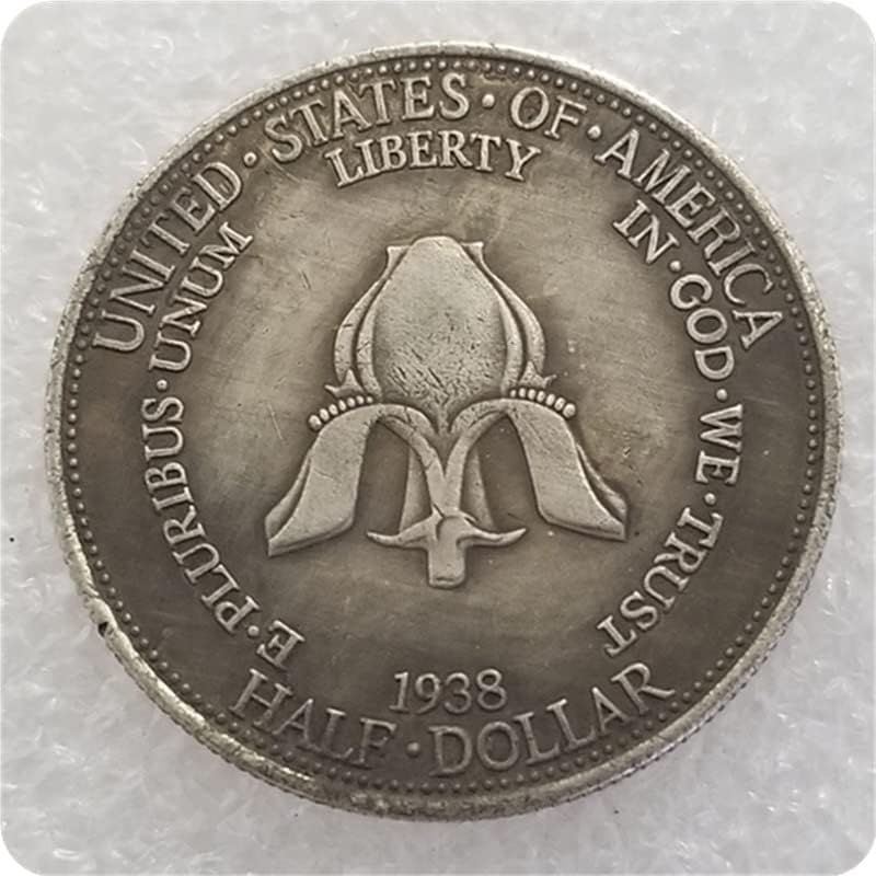 Artesanato antigo nos meio dólar de 1938, nova coleção de moedas comemorativas de dólar de prata 1590
