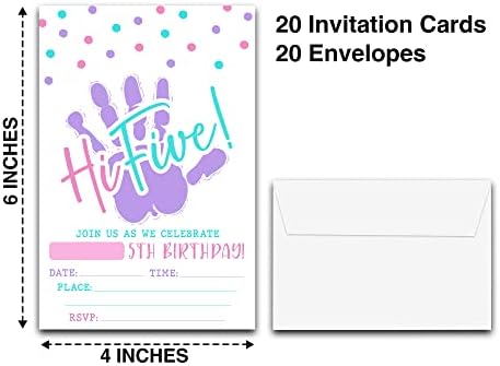 Detiho 4 x 6 oi cinco cartões de convite para festas de aniversário com envelopes - Festa de cinco anos - 5º aniversário