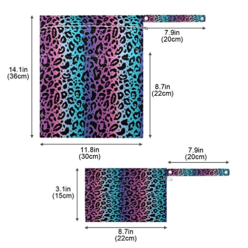 Kigai bastante colorido com estampa de leopardo saco seco para fraldas de pano de bebê, sacos de viagem laváveis, praia, piscina, bolsa