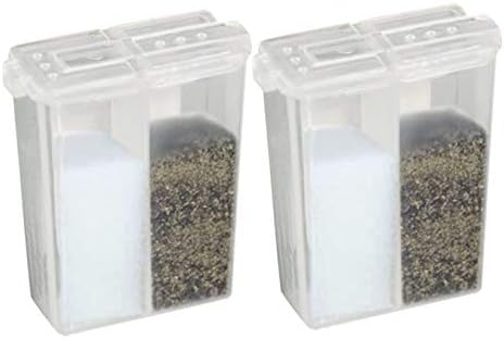 Home-X Pocket Sal e Shaker de pimenta, contêiner de tempero duplo, conjunto claro-de 2-2 ”L x 1 ½” W x ¾ ”h