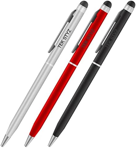PEN PRO STYLUS PARA SAMSUNG SM-G900PZWAVMU com tinta, alta precisão, forma extra sensível e compacta para telas de toque [3 pacote-preto-vermelho-silver]