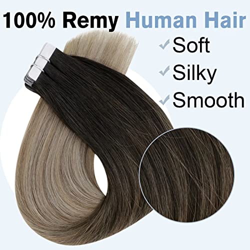 【Salvar mais】 Easyouth One Pack Pack Encontro de cabelo de cabelo real Human Human #1b/8/22 e um pacote Extensões de cabelo humano #1b/6/77 14 polegadas