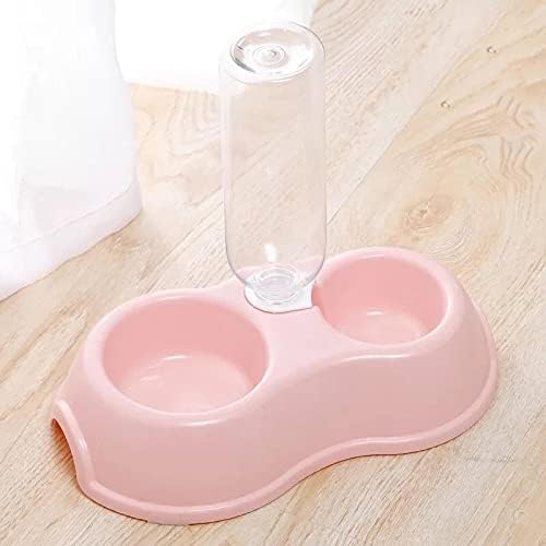 NC Round Plastic Pet Double Bowl com garrafa de água potável Coma tigela de água potável com uma tigela de cachorro