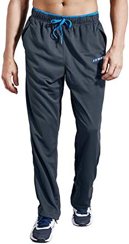 Calça de moletom do Luwell Pro Men com bolsos abertos de calças esportivas de fundo aberto para corrida, treino, academia,