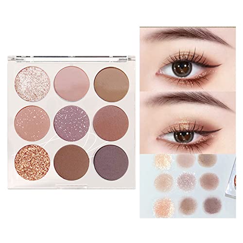 Guolarizi 9 Color Eyeshadow Uma variedade de texturas delicadas em pó perolado colorido de terra e pérolas de lantejoulas para maquiagem para os olhos