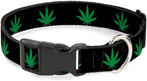 Collar de clipe de plástico - folha de maconha repetir verde preto - largo 13-18