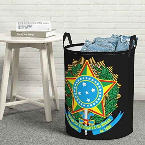 Emblema da lavanderia brasileira cestas de armazenamento circular cestas dobráveis ​​para cesto de banheiro no quarto