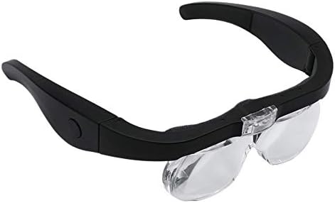 Melhor de óculos de montagem da cabeça meichoon, lupa recarregável USB com 2 luzes LED, 1,5x 2,5x 3,5x 5x Ajustável 4 lente para trabalho próximo