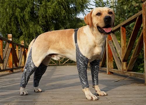 Leggings de cachorro para evitar lamber, xixi, manga de recuperação de cães, mangas de cachorro para feridas na frente e traseira pernas cinza 2x-grande