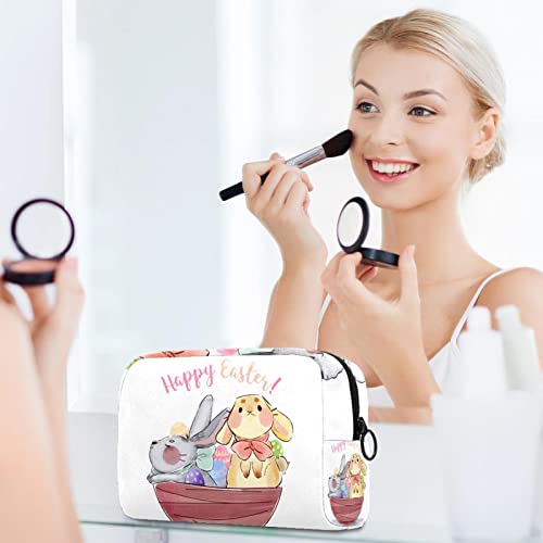 Bolsa de higiene pessoal Bolsa de lava -lava de maquiagem cosmética com zíper Rabbit fofo de páscoa para acessórios