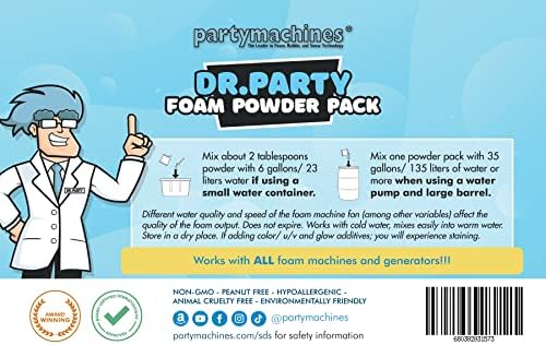 Pacote de pó de espuma PartyMachines - Até 50 galões - Pacote menor - Use com seu gerador de espuma