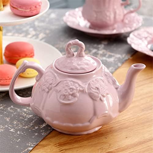 Conjunto de chá de cerâmica rosa elegante Conjunto de chá de cerâmica vintage Pote de chá floral de chá de chá da tarde