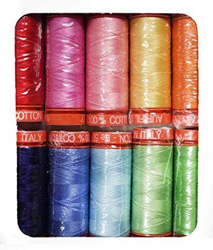 Aurifil Thread Conjunto Happy Colors by Lori Holt 50wt Cotton 10 pequenos carretéis