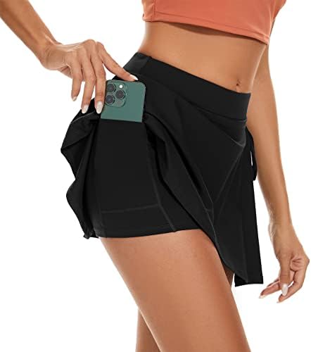 Durio Saias de tênis para mulheres com shorts, Skorts atléticos de amarração para mulheres saia de golfe feminina de