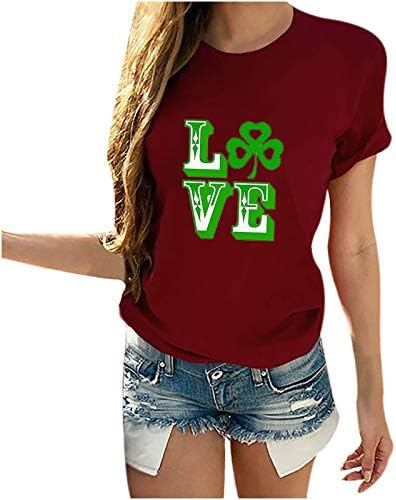 Saint Patricks Day T-shirt Womens Love Soft O pescoço de grandes dimensões camisa de emenda