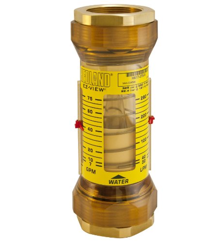 Hedland H617-010-R EZ-View Ometer, polifenilsulfona, para uso com água, 40,0 a 380,0 lpm Faixa de fluxo, fêmea de