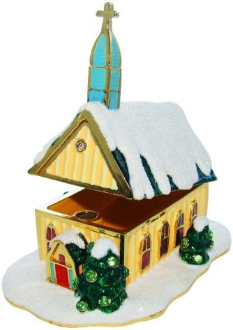 OBJET D'Art Release 192 All Ye Faithful Snowy Igreja Casa de Adoração Madeira Jóia Mães e Pesquisa Caixa de Trinket