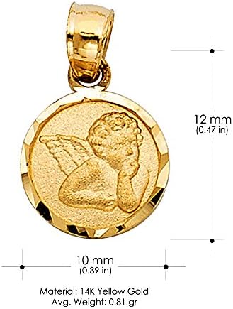 Ioka 14k Gold Dainty Angel Pingente charme religioso com colar de corrente de caixa de 0,5 mm para mulheres