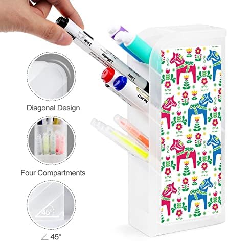 Arte folclórica sueca Daleclarian Horset Pen Pen Dispray Organizador de armazenamento de maquiagem Copa Copo Arte para o escritório Home White