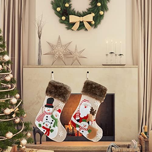 Guirlanda de 9 pés de 9 pés de natal decorações de linho bolsas de bordado bolsas de doce sacos de presente pingente de natal