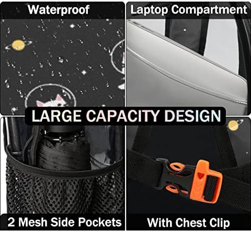 Astronauta Cfpolar Cato preto Backpack Clear Mochila Pesada Transparente Bookbag para Mulheres Vem através da Mochila PVC para