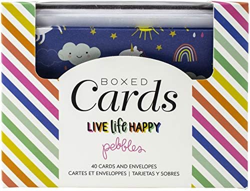 Cartões de seixos/Envs A2 40/Box, Live Life Happy