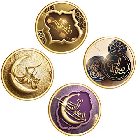 Kisangel Moon Decor 4pcs Ramadã Kareem adesivos de parede Eid Decalques de vedação muçulmanos adesivos de foca adesivos para