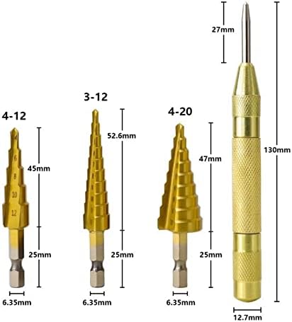 Gande Step Cone Drill Bit 3-12/4-12/4-20mm Bolinho de madeira revestida de metal de madeira revestida Buncida de broca