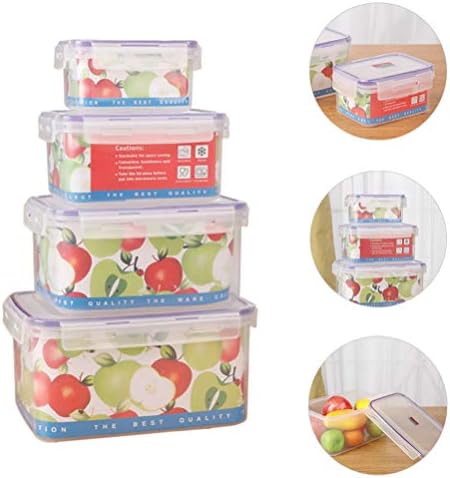 Recipientes de frutas de cabilock 4pcs recipientes de armazenamento de alimentos plásticos conjunta caixa de armazenamento de geladeira empilhável com tampas de bloqueio fácil capa de organizador classificada para alimentos frutas vegetais recipiente de frutas de arroz