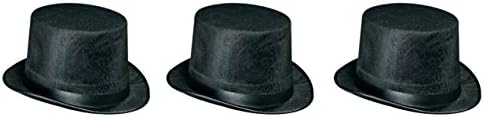 Beistle S60742-BKAZ3 Vel Selt Selt Top Hats 3 peças, tamanho único, preto