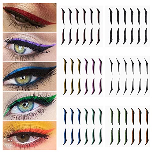 36 pares adesivos de delineador para olhos colorir glitter reutilizável adesivo de linha olho -olho start start