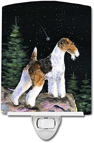 Tesouros de Caroline SS8500CNL Starry Night Fox Terrier Ceramic Night Light, compacto, certificado UL, ideal para quarto,