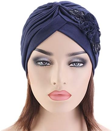 Hzux elegante muçulmano hijab turbante cabeça embrulhada capitão de cabeça Índia chapéu islâmico cancer chimiólogo tampa