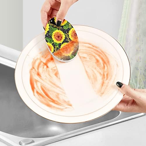 ALAZA Polca de girassol DOT Floral Natural esponjas de cozinha esponja de celulare para pratos lavando banheiros e limpeza doméstica,