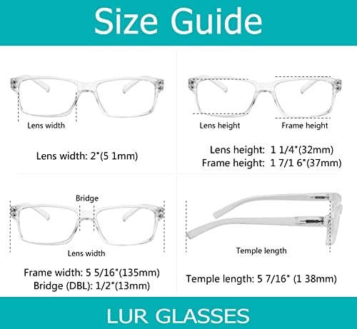 Lur 6 pacotes de óculos de leitura claros + 3 pacotes de óculos de leitura de metal meio arcados
