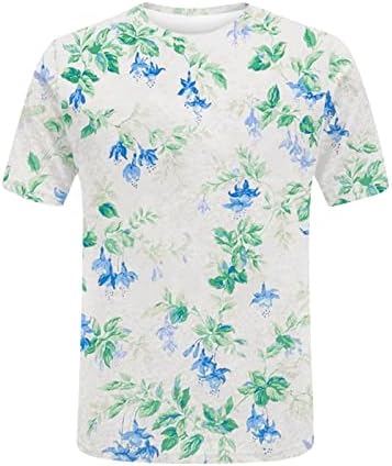 Tops de verão para mulheres, tops de linho de algodão com estampa floral para mulheres casuais elegantes camisas de manga curta para mulheres tops femininos Oneck