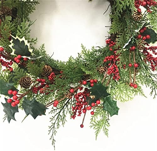 TJLSS Simulação Porta Decoração de Christmas Wreath Wreath Red Fruit Pine Cone Greath Simulation Grinalh