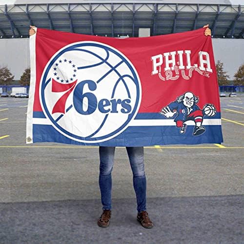 Philadelphia 76ers logotipo duplo bandeira de bandeira externa interna