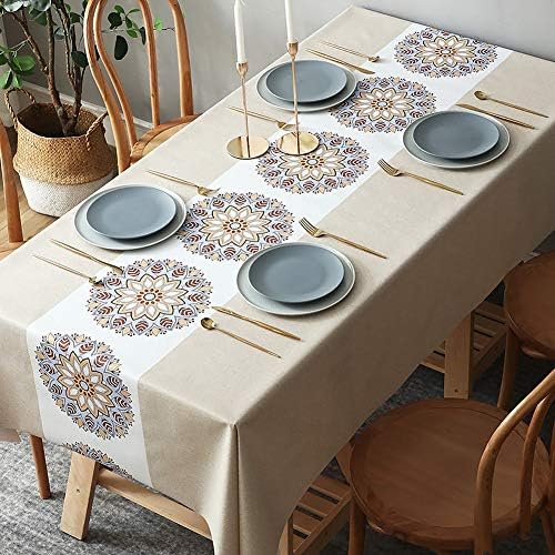 Toalha de mesa floral de costura de areia, mesa de jantar vintage protetor de mancha resistente à tabela de mesa de água resistente