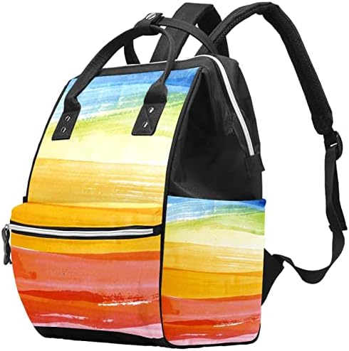 Mochila de viagem Guerotkr, mochila de bolsa de fraldas, mochila de fraldas, arte de aquarela colorida padrão de doodle