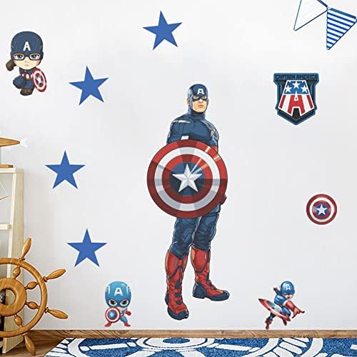 Decalques de parede de herói removíveis Peel and Stick Vinyl Superhero Poster Adesivo para crianças meninos adolescentes super -heróis infantil quarto quarto quarto berçário decoração de parede