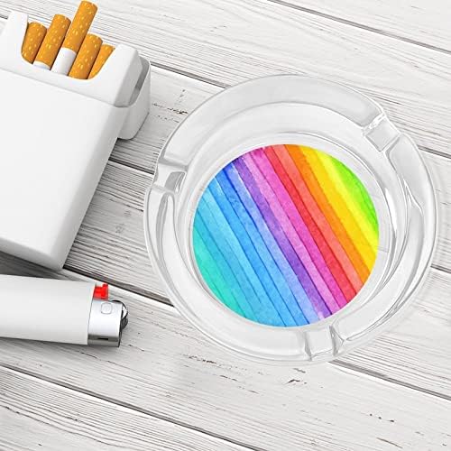 Cinzeiros para cigarros listras arco -íris bandeja de cinzas de vidro de vidro fumando portador de cinzas para a mesa de escritório de hotel em casa top
