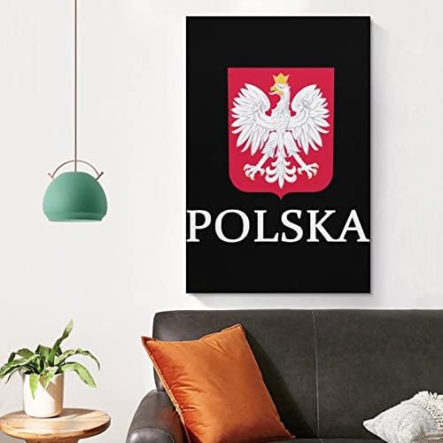 Pintura da bandeira polonesa patriótica Pintura impressa Arte da parede Modern obra de arte vertical